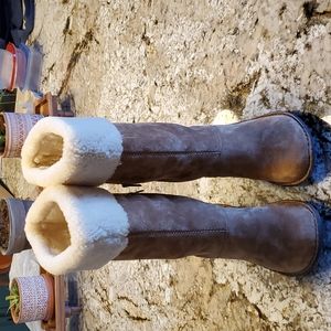 Ugg Chestnut Suede Boots, Size 10